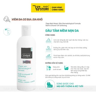 Dầu tắm mềm mịn da Ziaja Med 270ml Làm Sạch Dịu Nhẹ, An Toàn Với Trẻ Nhỏ EUPC STORE
