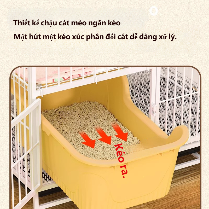 Lồng thú cưng 2/3/4 tầng có bánh xe, kèm khay, rộng rãi và chắc chắn