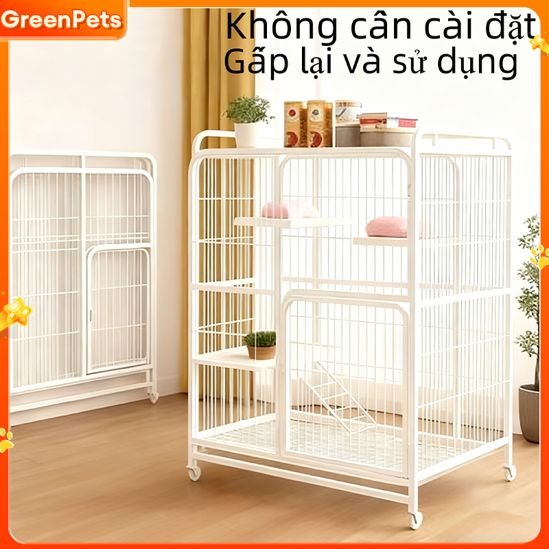 Lồng thú cưng 2/3/4 tầng có bánh xe, kèm khay, rộng rãi và chắc chắn