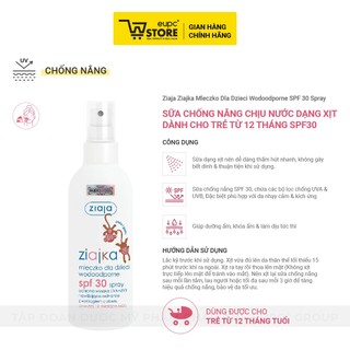 Sữa Chống Nắng Chịu Nước Dạng Xịt Dành Cho Trẻ Từ 12 Tháng SPF30 Ziaja 170ml Thấm Hút Nhanh, Không Bết Dính EUPC STORE