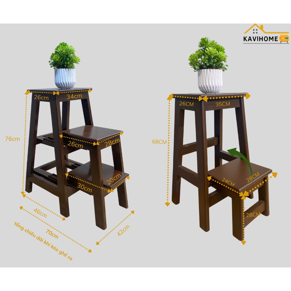 [DEAL SỐC T4] Ghế đẩu gỗ 2 bậc gấp gọn đa năng, ghế thắp nhang, thang cao phù hợp decor | BigBuy360 - bigbuy360.vn