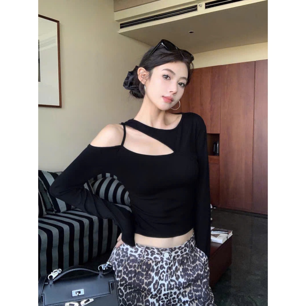 [COTTON LOẠI 1] Áo Dài Tay Hở Vai Cổ Tròn RANSHI Ôm Body Sexy Quyến Rũ Chất Cotton Mềm Mịn - RA345