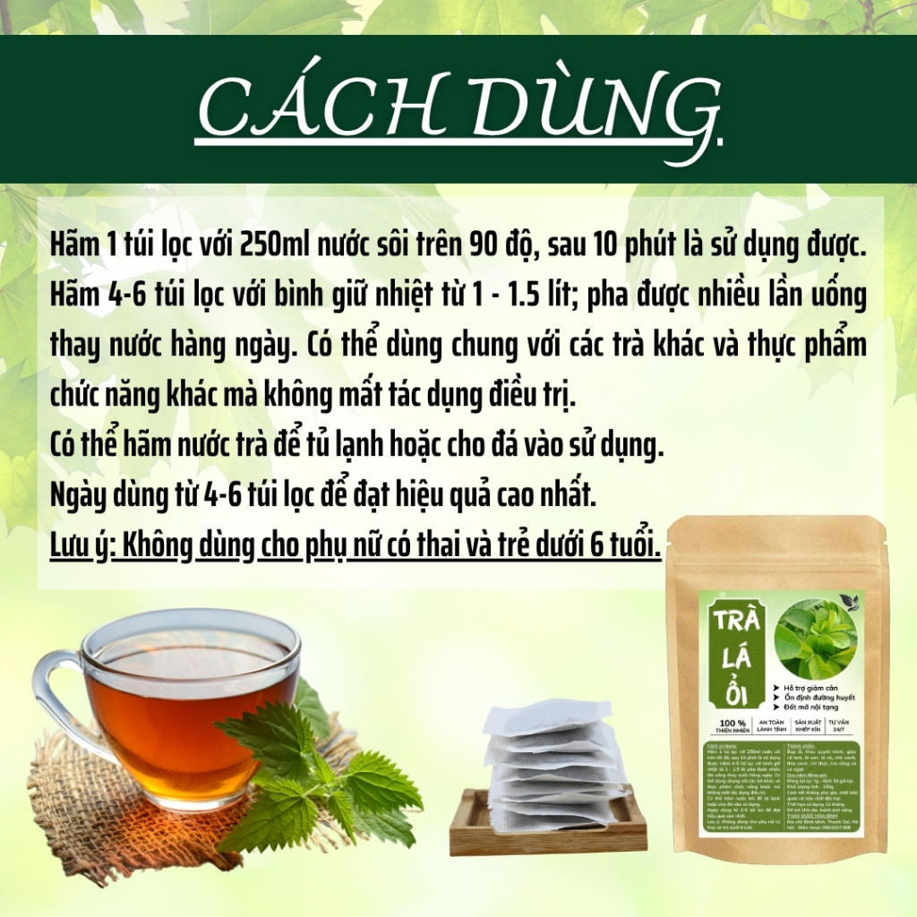 HÒA BÌNH ORGANIC - Trà Túi Lọc Lá Ổi - Thanh nhiệt, thanh lọc, Giảm cân - Bịch 50 lọc