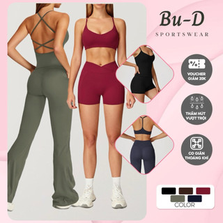Đồ tập gym nữ, yoga thoáng khí cao cấp, áo tank dây chéo quần ngắn, quần dài, quần loe (mã 043)