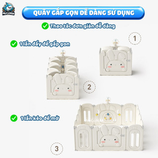Quây Nhựa Gấp Gọn Pakey Thỏ Cao Cấp 2026 Tặng TRỤ BÓNG RỔ+ 100 BÓNG, Quây Cũi Cho Bé Đáng Yêu, Bảo Hành Trọn Đời