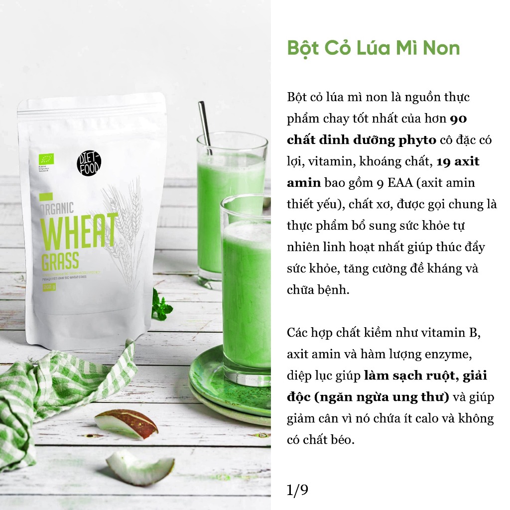 Bột cỏ lúa mì hữu cơ Dragon Superfoods/ Diet-food organic wheatgrass