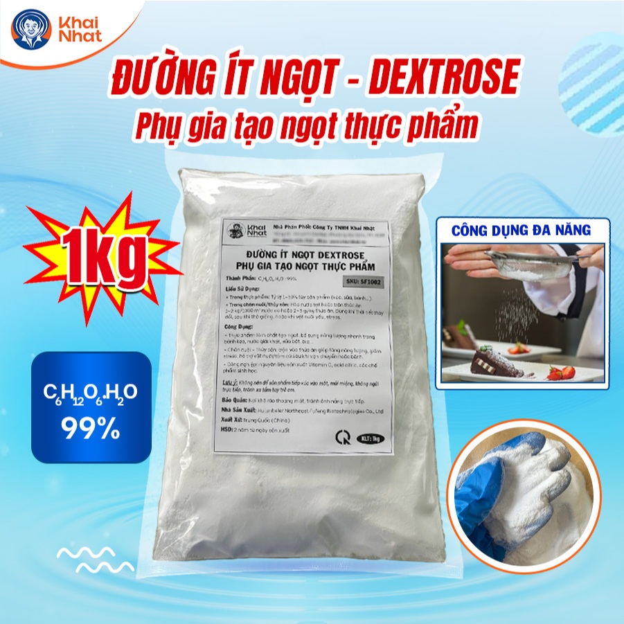 Đường Dextrose - Đường ít ngọt Dextrose - Phụ gia tạo ngọt thực phẩm (1kg/gói)