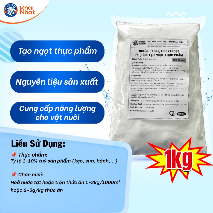 Đường Dextrose - Đường ít ngọt Dextrose - Phụ gia tạo ngọt thực phẩm (1kg/gói)