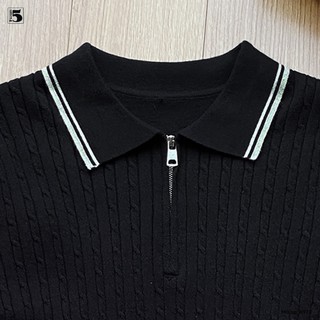 Áo Polo Nữ Cổ Bẻ Twentyfive Thiết Kế Khóa Kéo Trước Ngực, Áo Len Nữ Ngắn Tay Form Basic Tôn Dáng Dễ Phối Đồ 6977