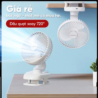 Quạt Tích Điện Mini Loại Kẹp YAMAZAKI Pin Sử Dụng 8-12 Tiếng Xoay 360 Độ, Pin 4500 MAH Chạy Êm Ái