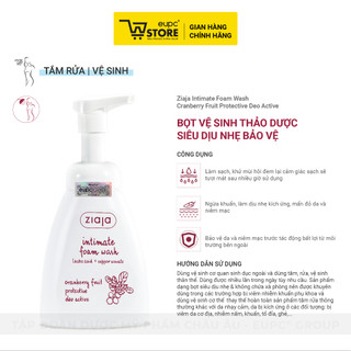 Bọt Vệ Sinh Thảo Dược Siêu Dịu Nhẹ Bảo Vệ Ziaja Intimate 250ml Không Chứa Xà Phòng, An Toàn Với Da Nhạy Cảm EUPC STORE