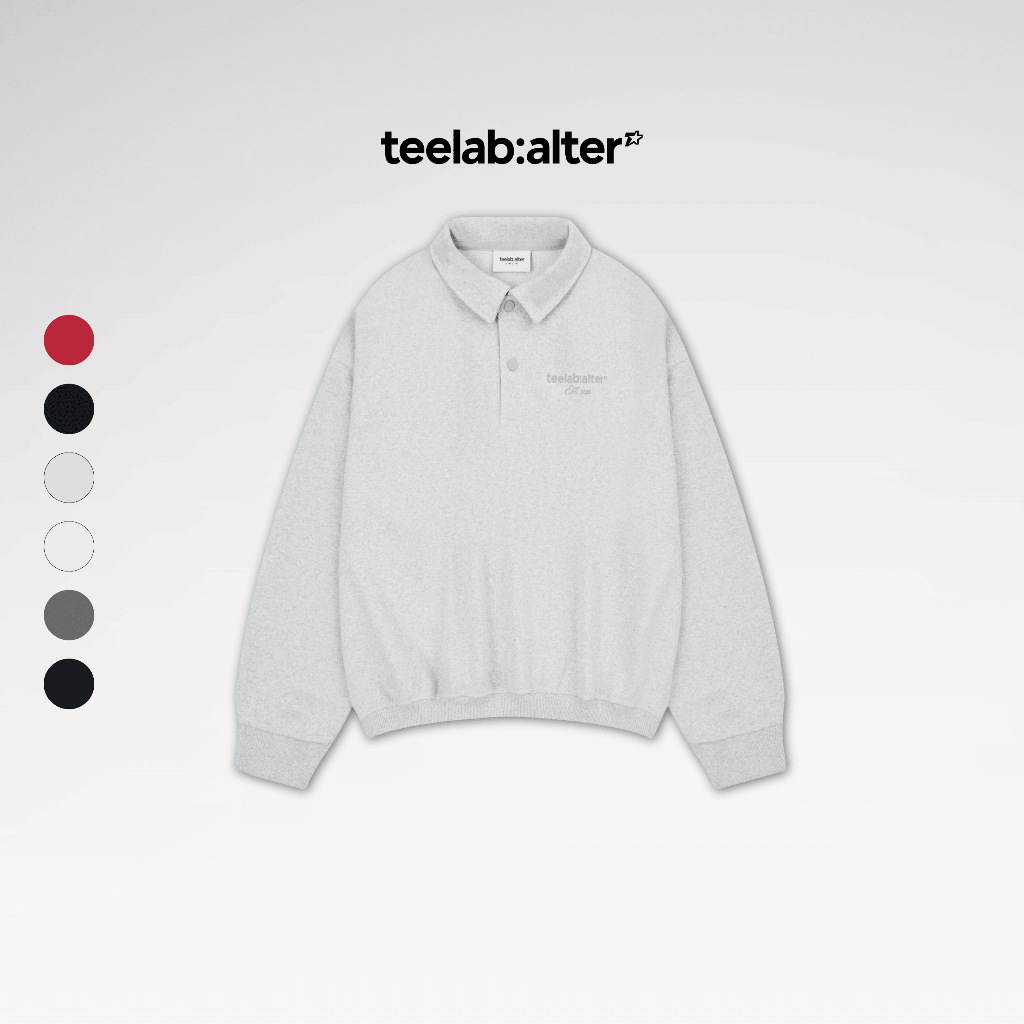Áo Polo Sweater Teelab Nỉ Chân Cua Basic Logo Unisex Nam Nữ Local Brand HD125
