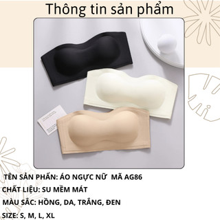 Áo ngực nữ quây ngang không dây mềm mại, áo lót nữ su viền silicone chống tuột mút mỏng cố định AG86