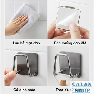 Móc Dán Tường Chữ A Inox Chống Gỉ Sét Treo Miếng Chùi Nồi, Bọt Biển, Vá Muỗng Tiện Lợi-GD950-MocChuA