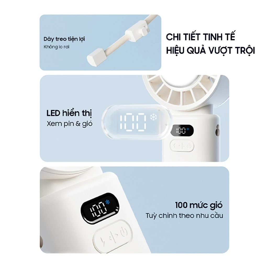 Quạt Mini cầm tay làm mát OLLIE FAN-ICE Z Công nghệ làm mát bằng đá từ tính  | Hàng Chính Hãng