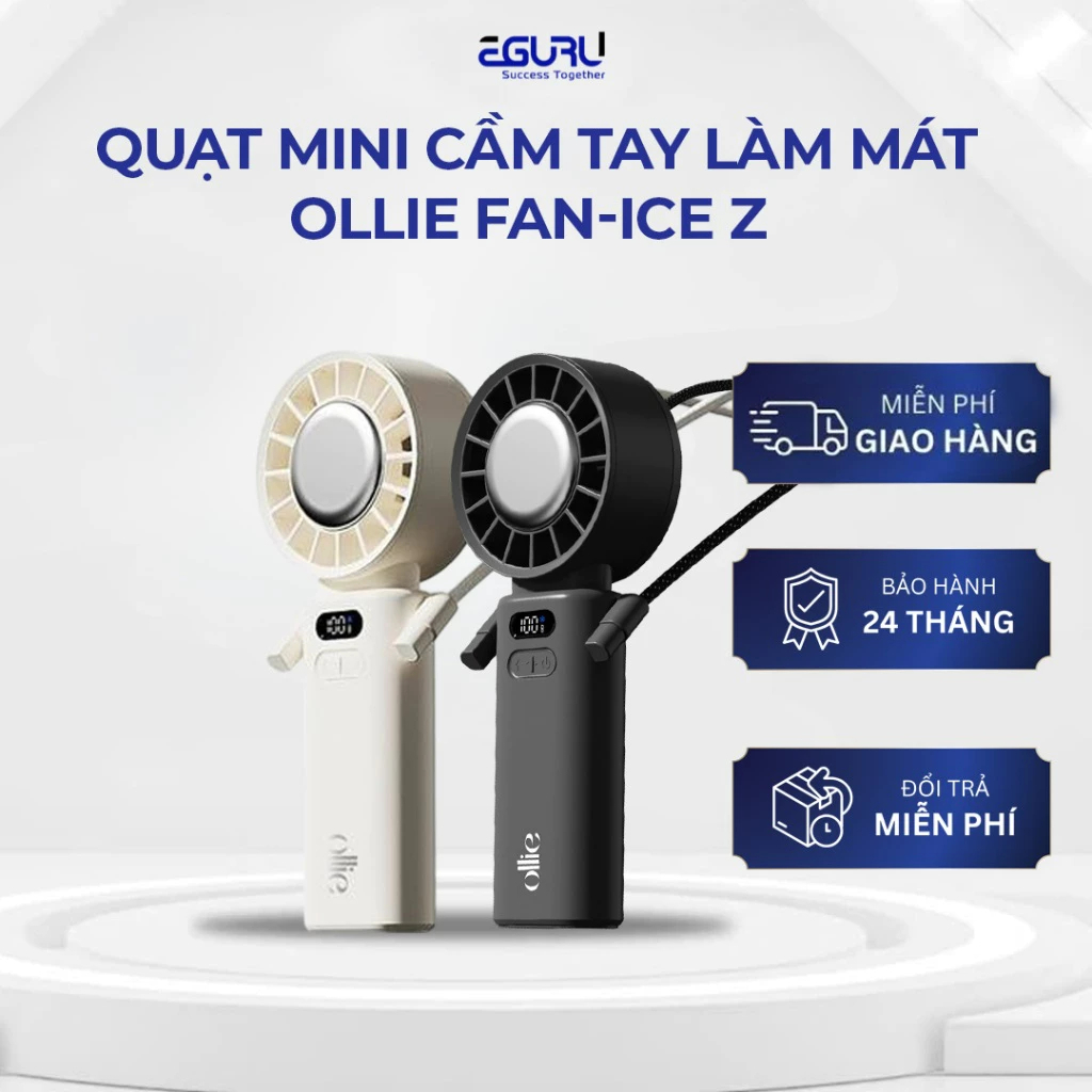Quạt Mini cầm tay làm mát OLLIE FAN-ICE Z Công nghệ làm mát bằng đá từ tính  | Hàng Chính Hãng