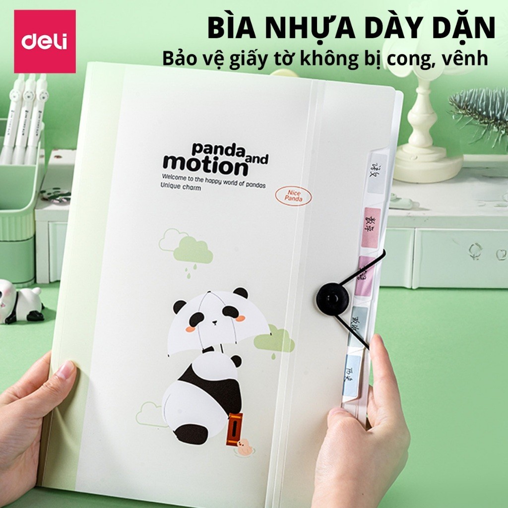 [Deli] Cặp Tài Liệu A4 8 Ngăn – Túi File PP Cao Cấp, Bền Đẹp, Dùng Cho Văn Phòng & Học Sinh