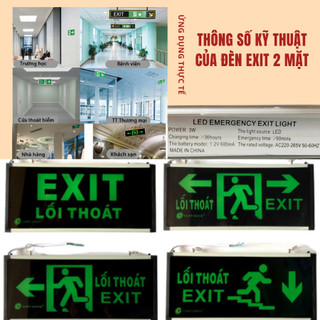 {Có kiểm định}Đèn Exit Thoát Hiểm 2 mặt kính, Đèn chỉ đẫn thoát hiểm,mất điện đèn sáng thêm 1-2H