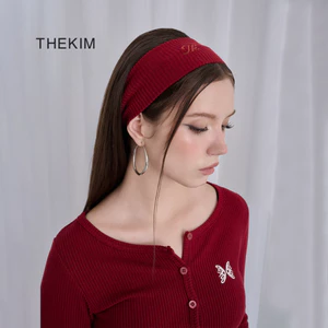 THEKIM Băng đô len thêu logo TK , băng đô turban len cotton nữ tính A101