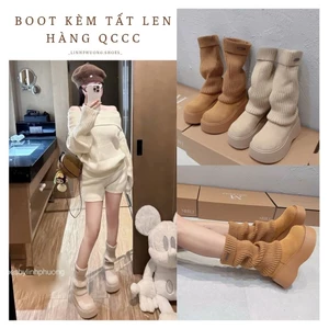 Boot da lộn kèm ống tất len hàng QC cao cấp fullbox