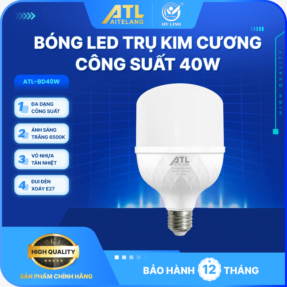 Bóng đèn Led trụ DW-SW0069A, hiệu ATL - 40W, loại bóng đơn dùng trong nhà, hoạt động bằng điện 220V