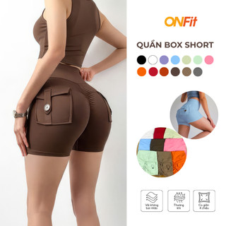 Quần Đùi Tập Thể Thao Box Short Onfit Quần Túi Hộp Mông Co Giãn 4 Chiều Cho Nữ Tập Gym Yoga Thể Thao QUS24003