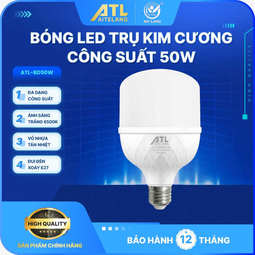 Bóng đèn Led trụ DW-SW0070A, hiệu ATL - 50W, loại bóng đơn dùng trong nhà, hoạt động bằng điện 220V