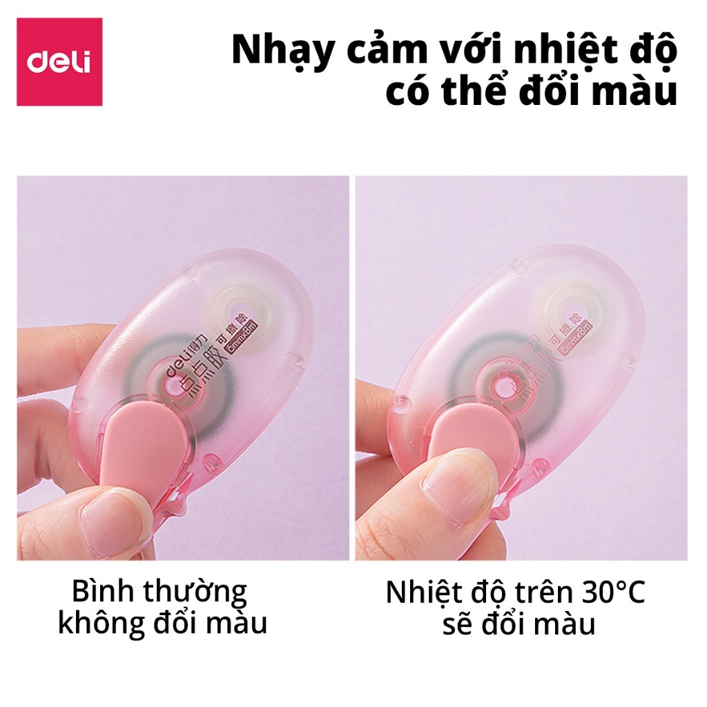Băng Dính 2 Mặt Dạng Kéo Deli Băng Keo 2 Mặt 8m Có Thể Đổi Màu Có Nắp Siêu Bám Dính Gọn Nhẹ Tiện Lợi