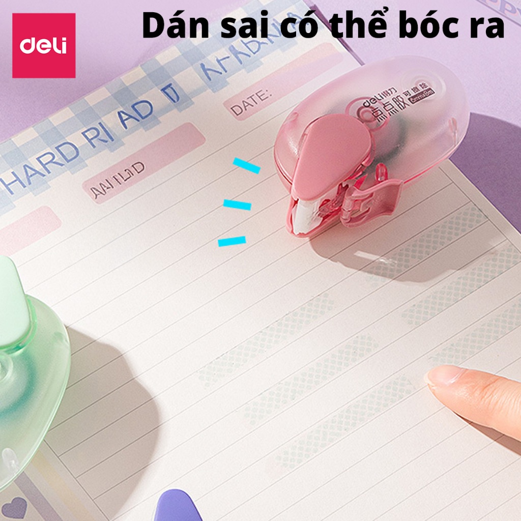 Băng Dính 2 Mặt Dạng Kéo Deli Băng Keo 2 Mặt 8m Có Thể Đổi Màu Có Nắp Siêu Bám Dính Gọn Nhẹ Tiện Lợi