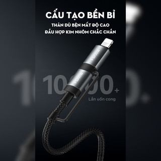 Dây sạc nhanh 4IN1 Recci RS47T CHÍNH HÃNG - Chuyển đổi linh hoạt đầu sạc USB, Type-C, Lightning | Phụ kiện ô tô ADG