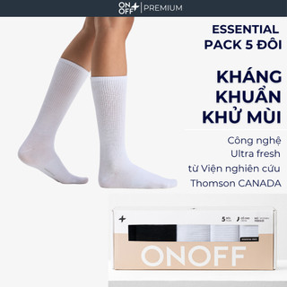 Hộp combo 5 đôi tất nữ cổ cao cotton ESSENTIAL kháng khuẩn khử mùi ONOFF - 16AR25A480