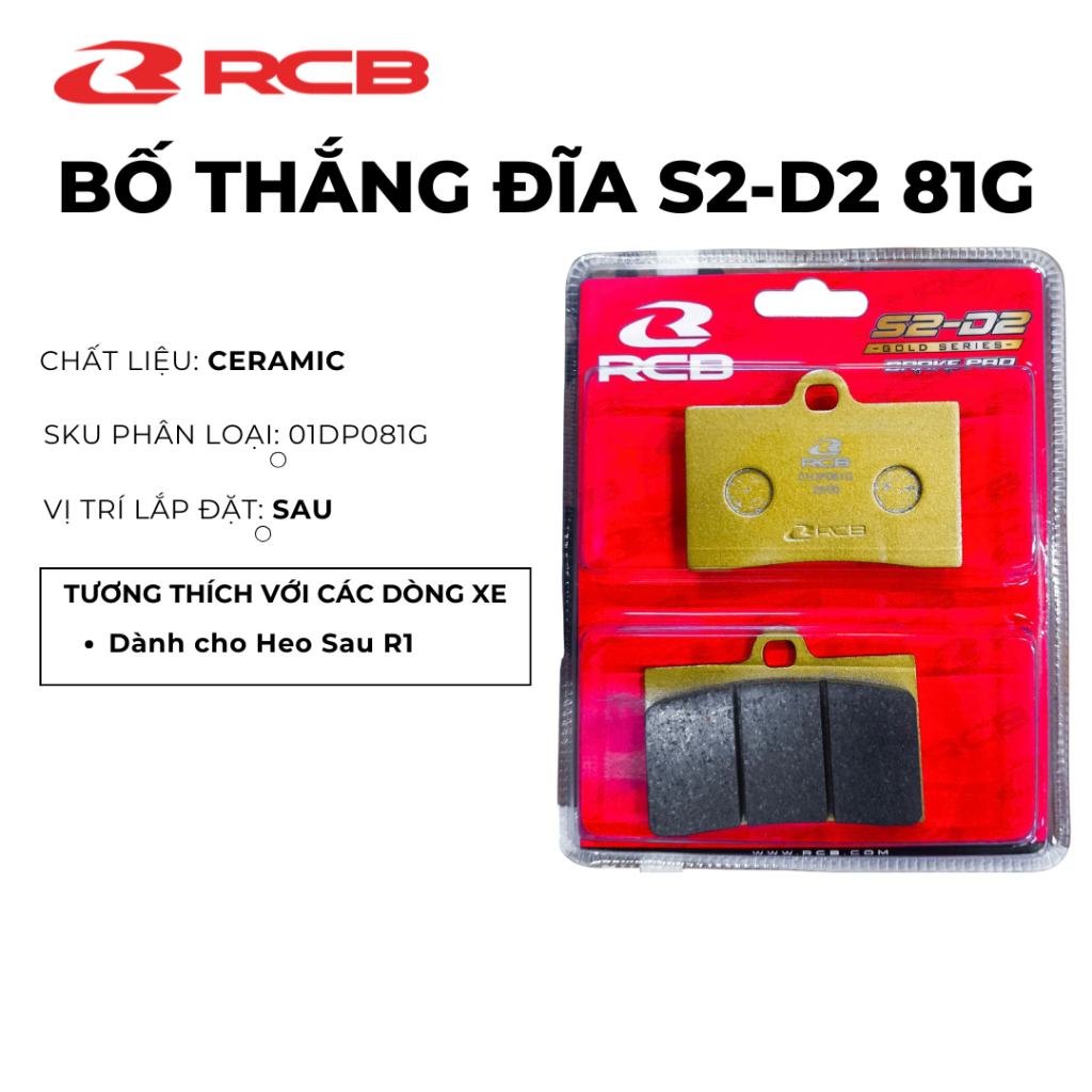 Bố Thắng RCB S2 - D2 Gold Series dành cho heo thắng RCB R1, R55 và Xe LC135/R15/NVX/Y16R