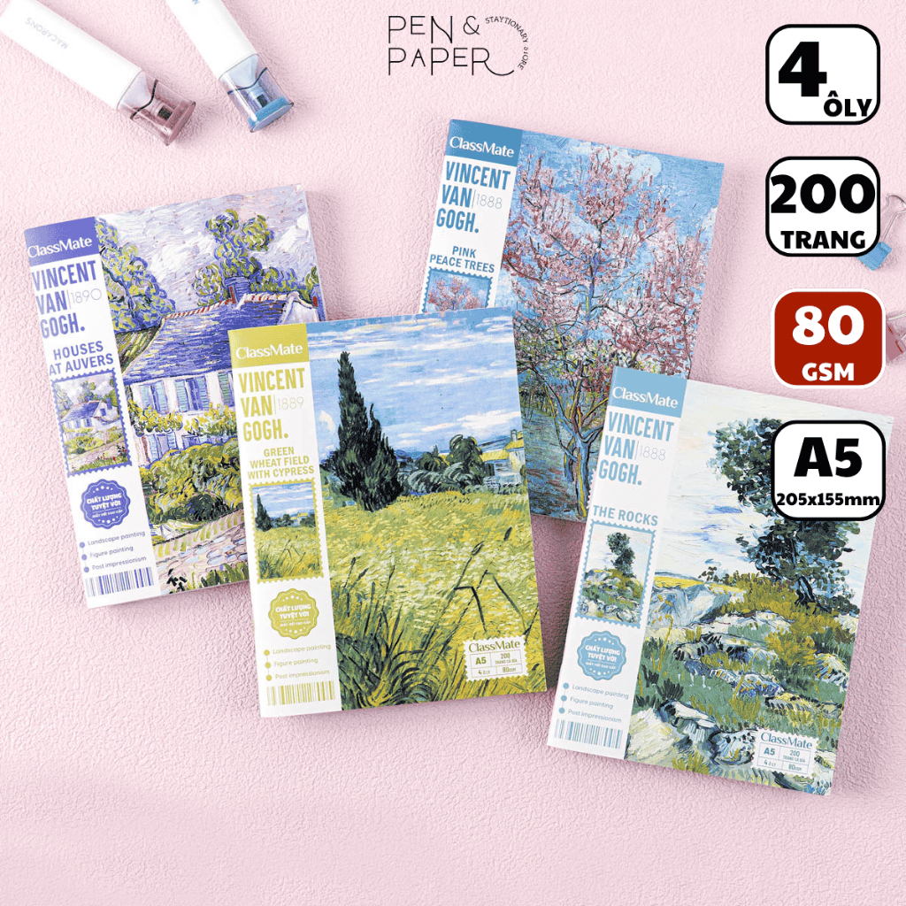 Tập Van Gogh A5 Kẻ 4 Ô Ly 200 Trang Classmate, Giấy 80gsm Không Thấm ...