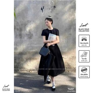 Đầm nữ đen xòe phong cách cổ điển LUST Váy nữ thiết kế thanh lịch chất liệu dày dặn tôn dáng TM27