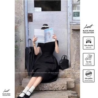 Đầm nữ đen xòe phong cách cổ điển LUST Váy nữ thiết kế thanh lịch chất liệu dày dặn tôn dáng TM27