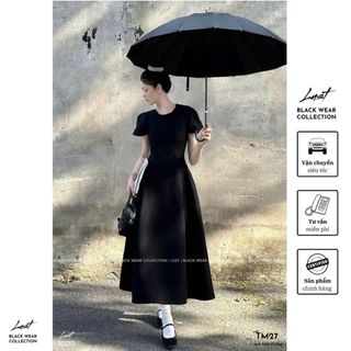Đầm nữ đen xòe phong cách cổ điển LUST Váy nữ thiết kế thanh lịch chất liệu dày dặn tôn dáng TM27