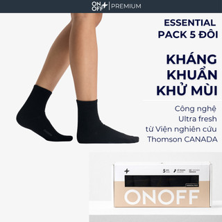 Hộp combo 5 đôi tất nữ cotton cổ trung ESSENTIAL kháng khuẩn khử mùi ONOFF - 16AQ25A479