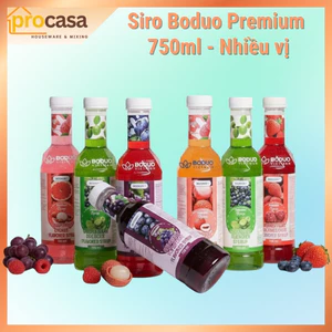 750ml - Siro Boduo Premium - Dâu tây - Đào - việt quất - bưởi hồng - vải - cốm xanh - mâm xôi - nho đen