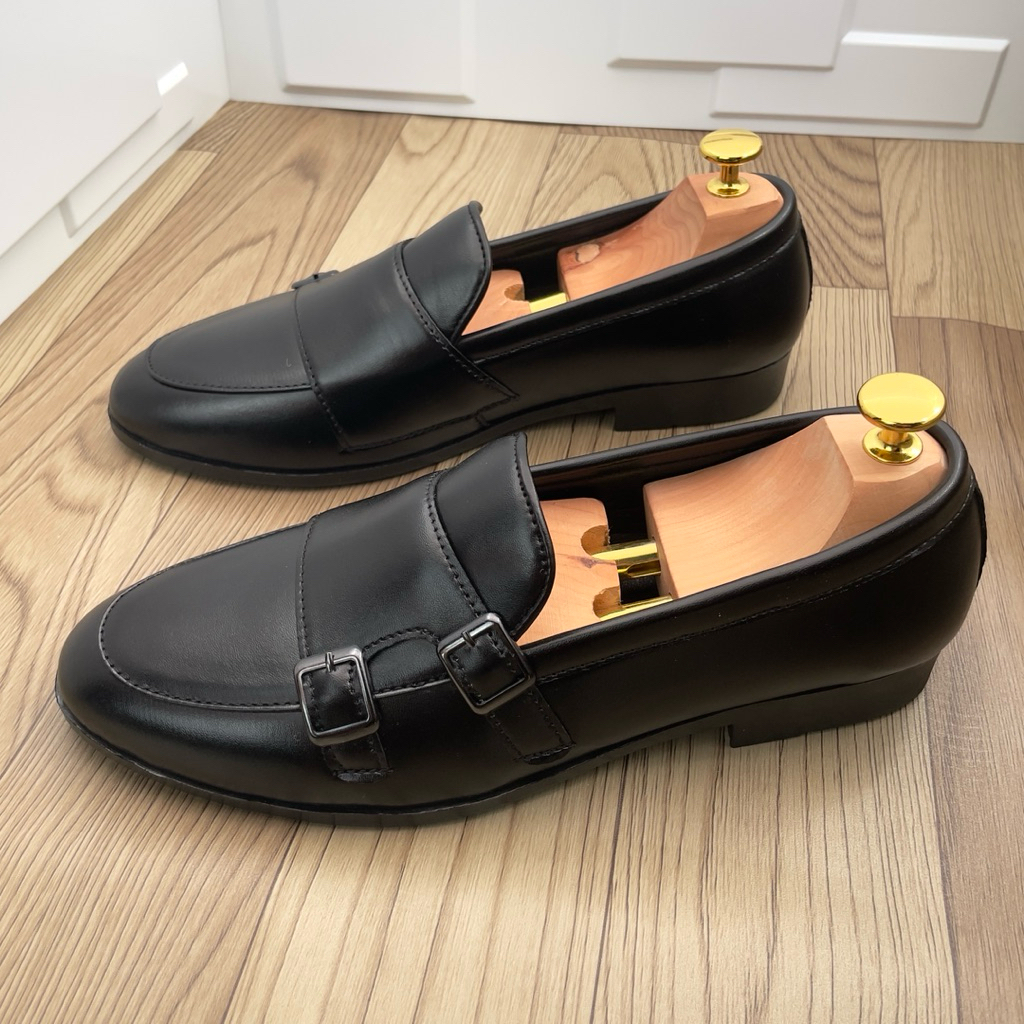 Giày nam DAVINCIA kiểu dáng MonkStrap 4 khóa , giầy da chú rể trẻ trung đế cao su có khâu đế chống trơn trượt G66