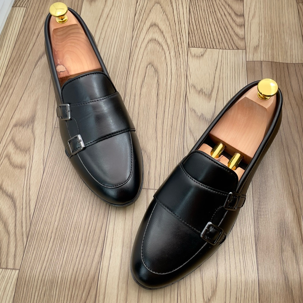 Giày nam DAVINCIA kiểu dáng MonkStrap 4 khóa , giầy da chú rể trẻ trung đế cao su có khâu đế chống trơn trượt G66