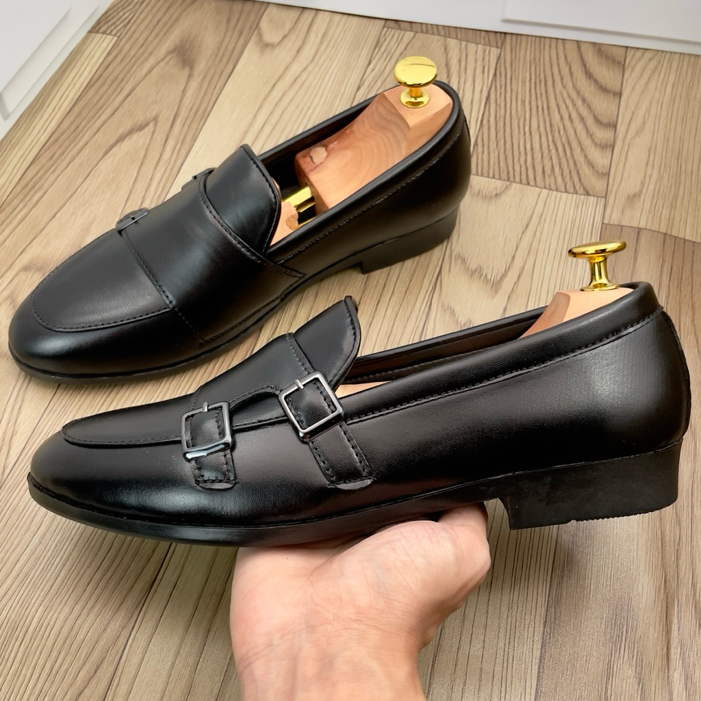 Giày nam DAVINCIA kiểu dáng MonkStrap 4 khóa , giầy da chú rể trẻ trung đế cao su có khâu đế chống trơn trượt G66