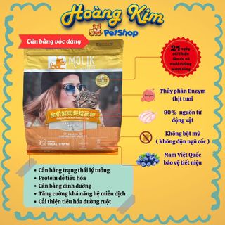 Thức ăn cho mèo (1kg chiết) MOLIK-Hạt mix topping sữa dê,Protein cao,bổ sung men lợi khuẩn (KÈM QUÀ)