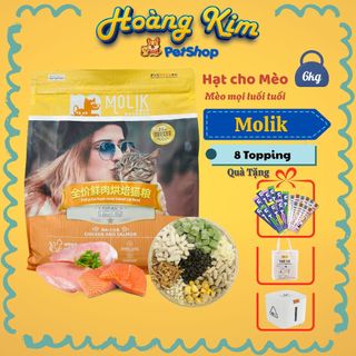 Hạt cho mèo MOLIK 1,5kg - Hạt mix 8 loại topping, sữa dê. Hỗ trợ tiêu hóa, tiêu búi lông - KÈM QUÀ