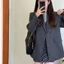 -Áo khoác blazer dáng rộng basic – màu xám / đen (Size S – XL)