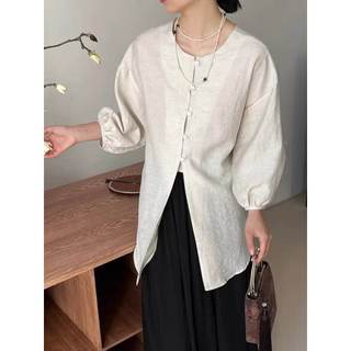 𝗫𝘂𝗹𝗶 𝗟𝗶𝗻𝗲𝗻 - |LY LINEN| - Áo Linen tay dài thắt nơ