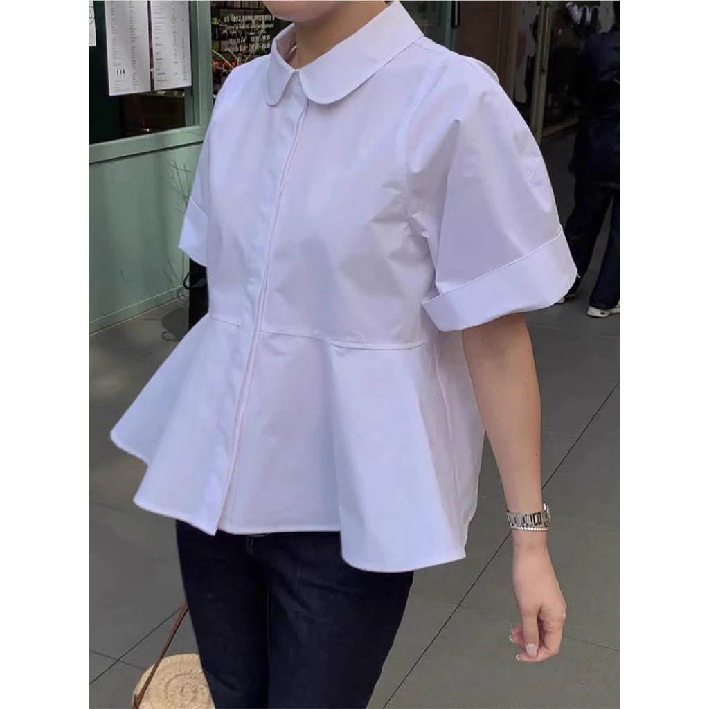 𝗧𝗮𝗺𝗼  - | BEELY | Áo Linen sơ mi cổ sen babydoll