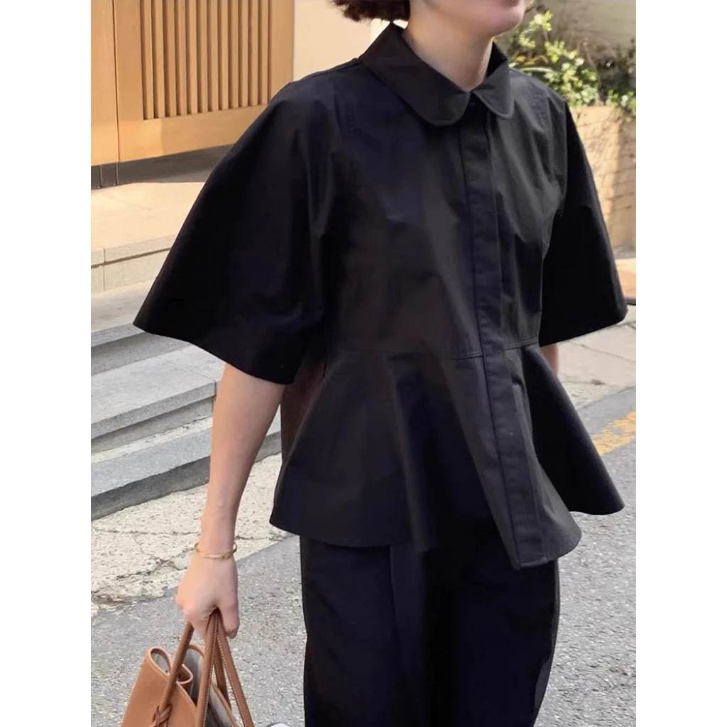 𝗧𝗮𝗺𝗼  - | BEELY | Áo Linen sơ mi cổ sen babydoll
