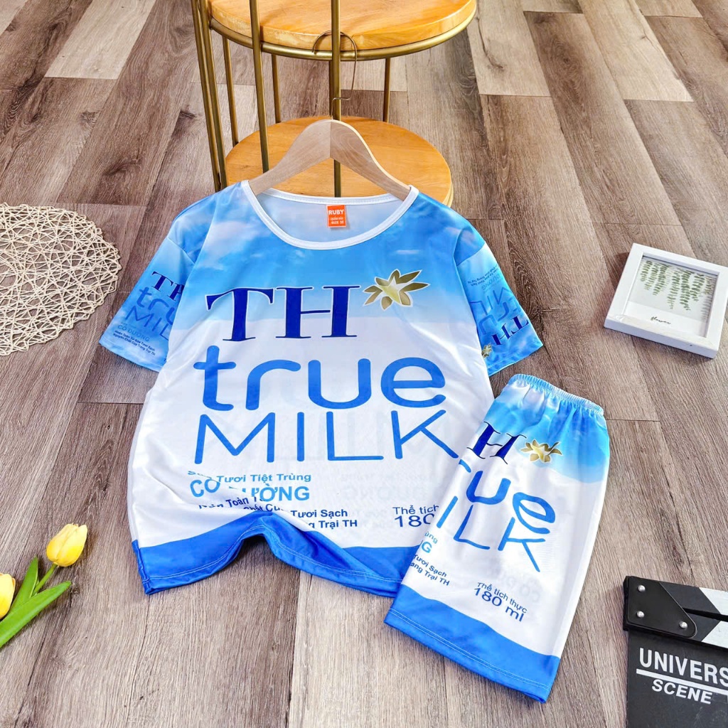 (7-75kg) Đồ bộ thun mẫu sữa TH true milk, sữa Milo, youmost thun mềm,mịn,mát,k0 nhăn,k xù lông,k bay màu