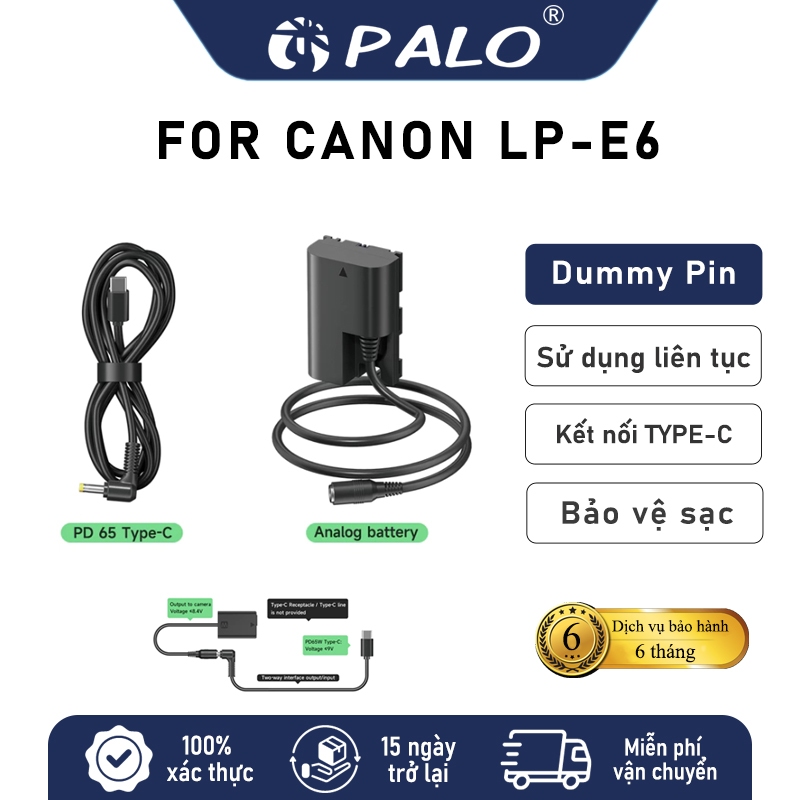 PALO Pin Ảo Giả Pin Dummy Pin LP-E6 cho Canon EOS 5D2 5D3 70D 7D 60D 6D ...