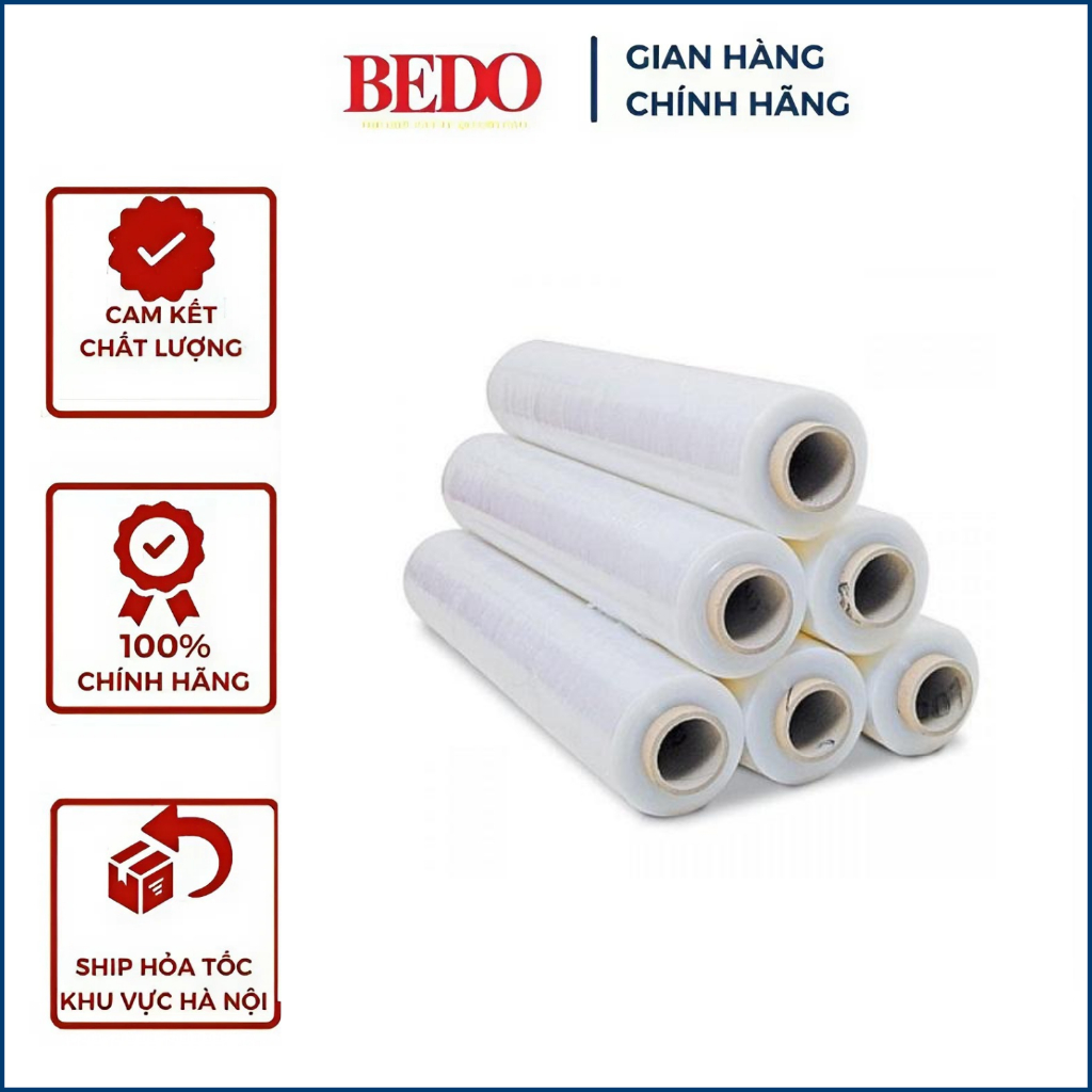 Màng PE, màng Chít, màng Co cỡ đại BEDO khổ 50cm, bọc hàng, đóng hàng, quấn hàng lõi nhỏ 0.5kg